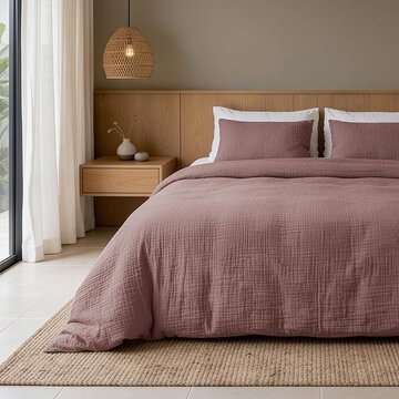 Dreamhouse Mousseline Katoen - Oud Roze Dekbedovertrek