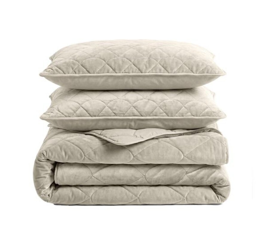 Dekbed Zonder Overtrek - Taupe/Grijs Velvet Lazy
