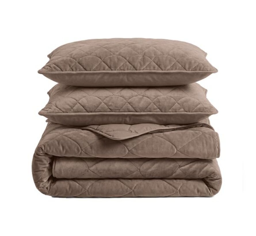 Dekbed Zonder Overtrek - Taupe/Bruin Velvet Lazy