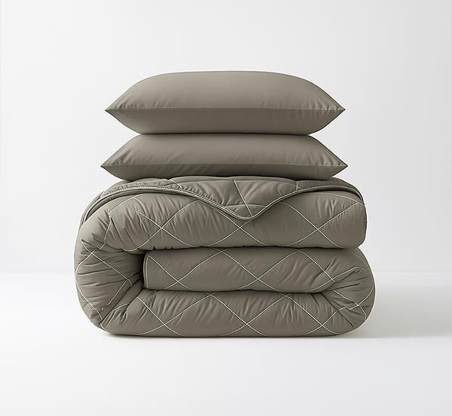 Dekbed Zonder Overtrek - Kaki Diamond Lazy