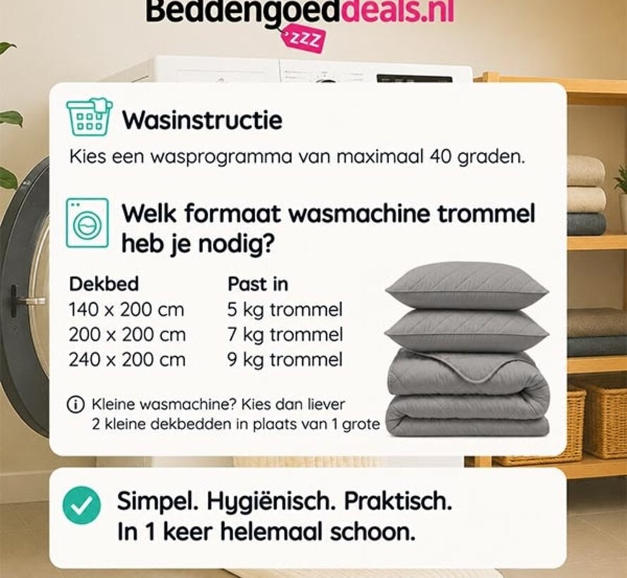Dekbed Zonder Overtrek - Grijs Lazy