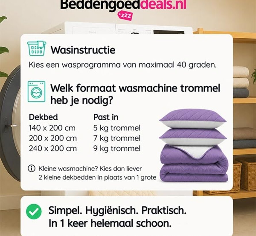 Dekbed Zonder Overtrek - Gebroken Wit/Lavendel Lazy
