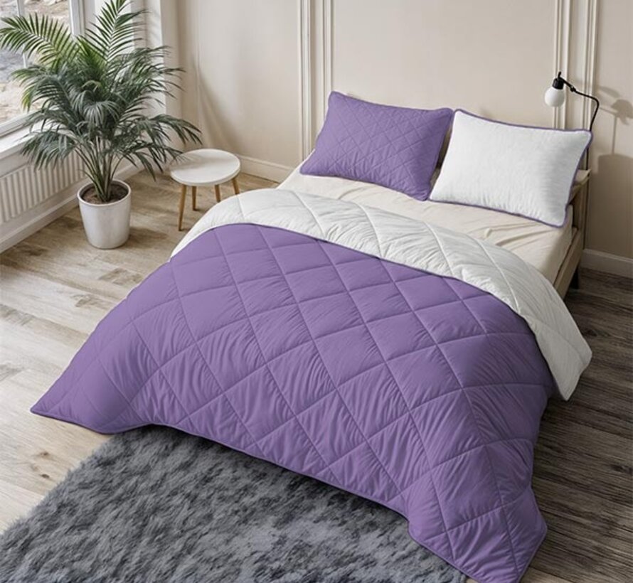 Dekbed Zonder Overtrek - Gebroken Wit/Lavendel Lazy