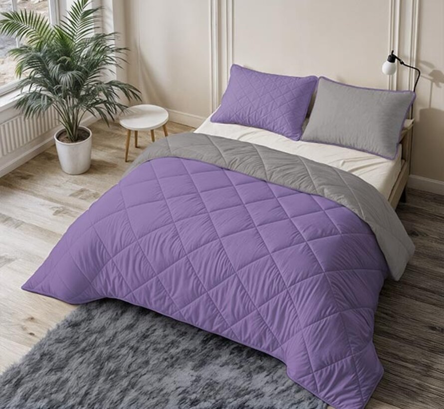 Dekbed Zonder Overtrek - Lavendel/Taupe Lazy