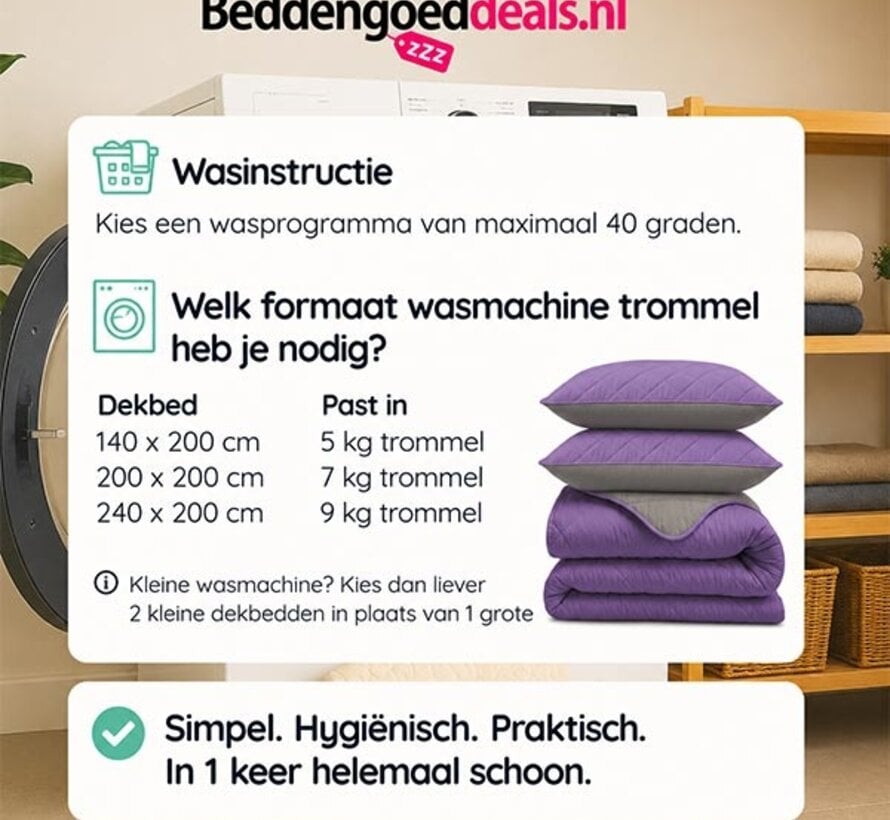 Dekbed Zonder Overtrek - Lavendel/Taupe Lazy