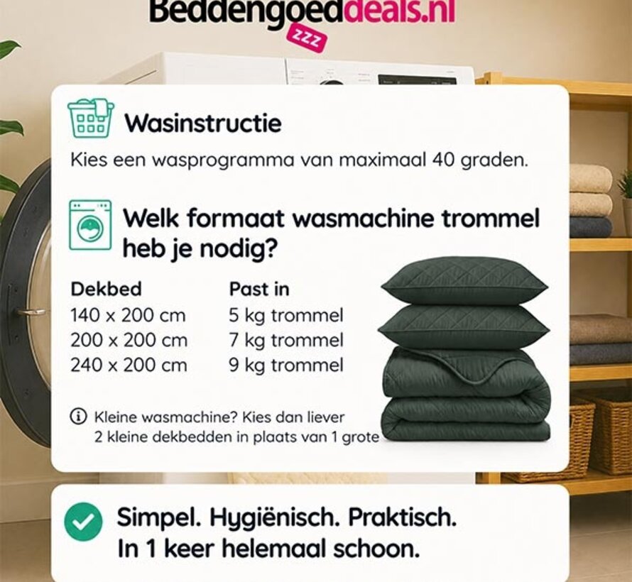 Dekbed Zonder Overtrek - Groen Lazy