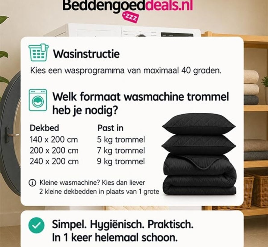 Dekbed Zonder Overtrek - Zwart Lazy
