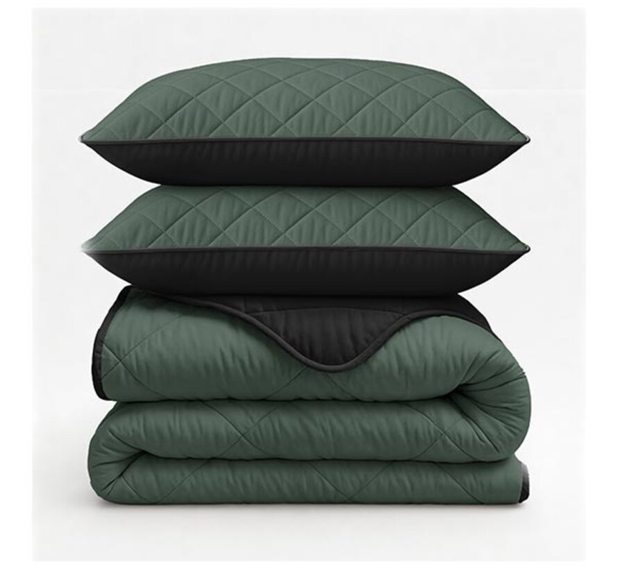 Dekbed Zonder Overtrek - Groen/Zwart Lazy