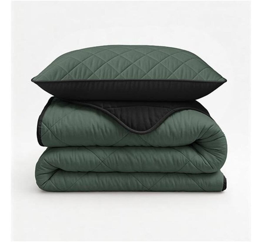 Dekbed Zonder Overtrek - Groen/Zwart Lazy
