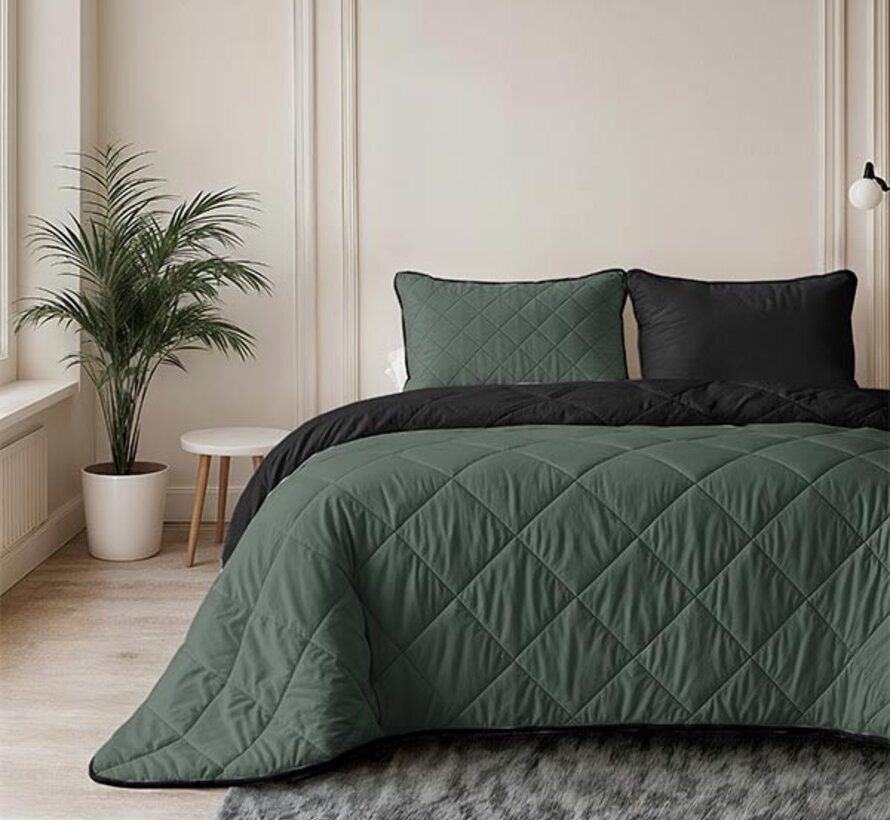Dekbed Zonder Overtrek - Groen/Zwart Lazy