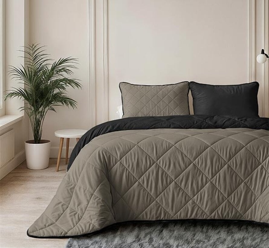 Dekbed Zonder Overtrek - Taupe/Zwart Lazy