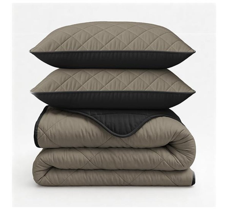 Dekbed Zonder Overtrek - Taupe/Zwart Lazy
