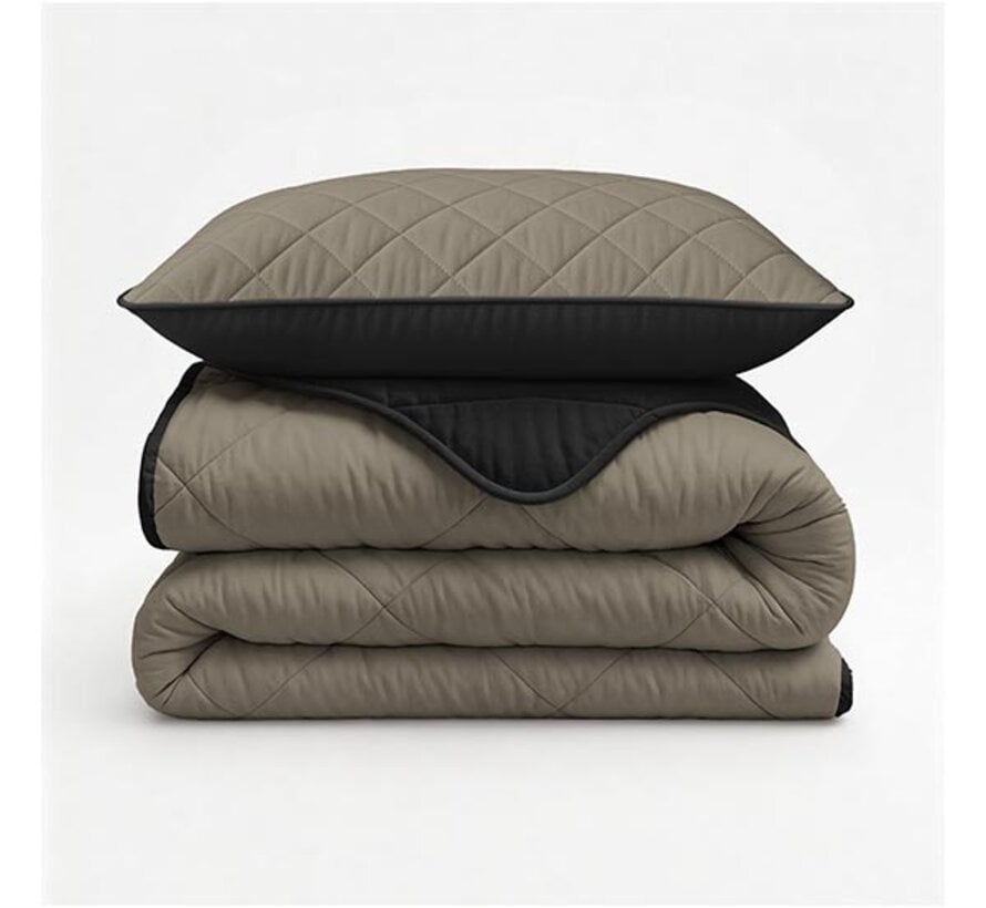 Dekbed Zonder Overtrek - Taupe/Zwart Lazy
