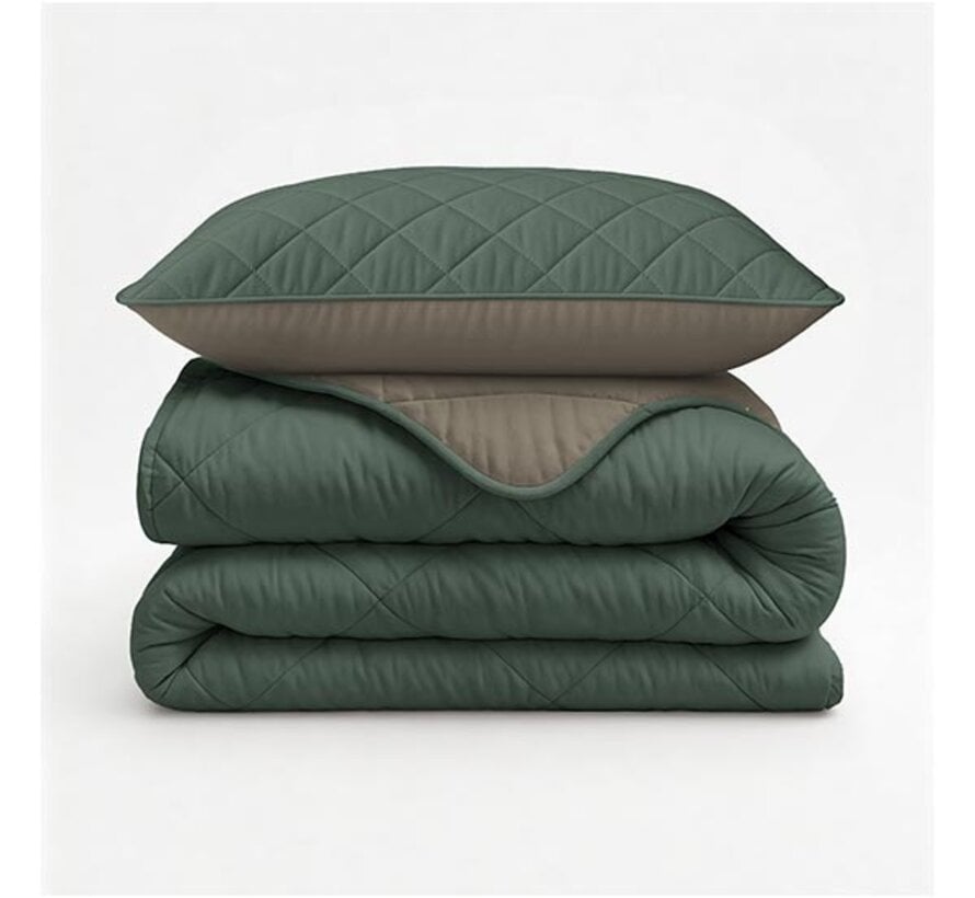 Dekbed Zonder Overtrek - Groen/Taupe Lazy