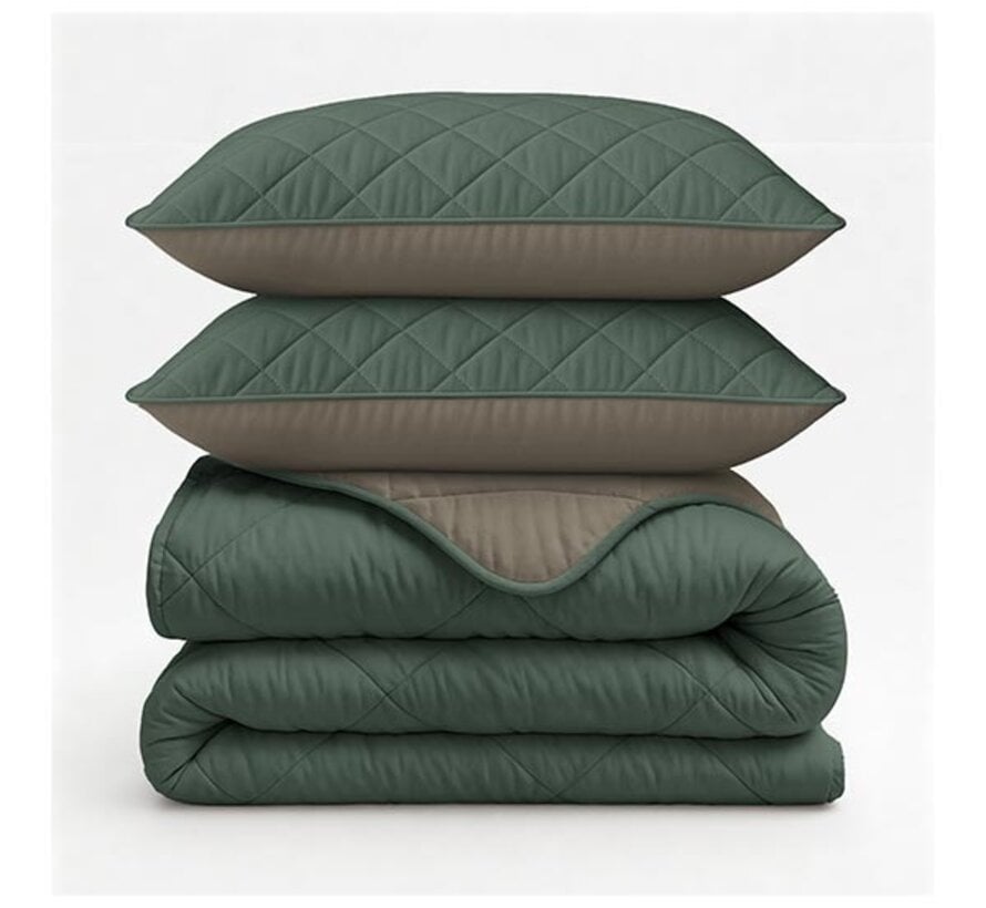 Dekbed Zonder Overtrek - Groen/Taupe Lazy