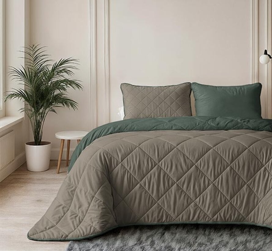 Dekbed Zonder Overtrek - Groen/Taupe Lazy