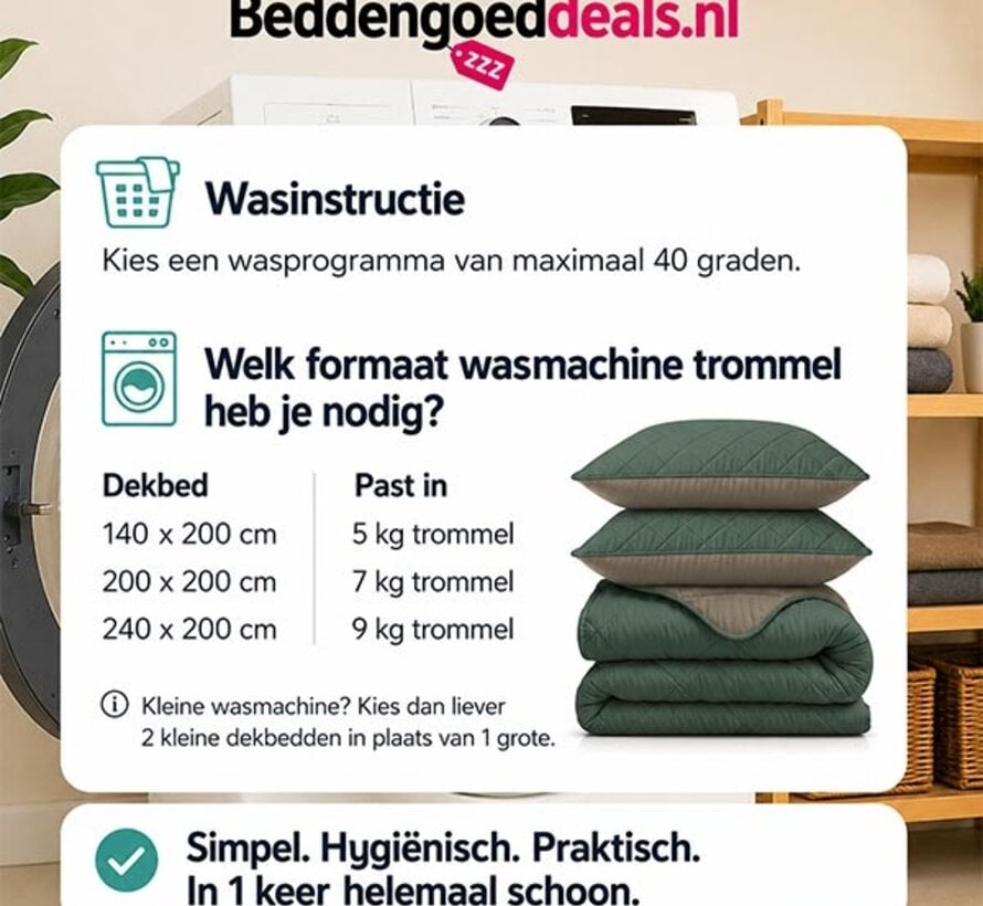 Dekbed Zonder Overtrek - Groen/Taupe Lazy