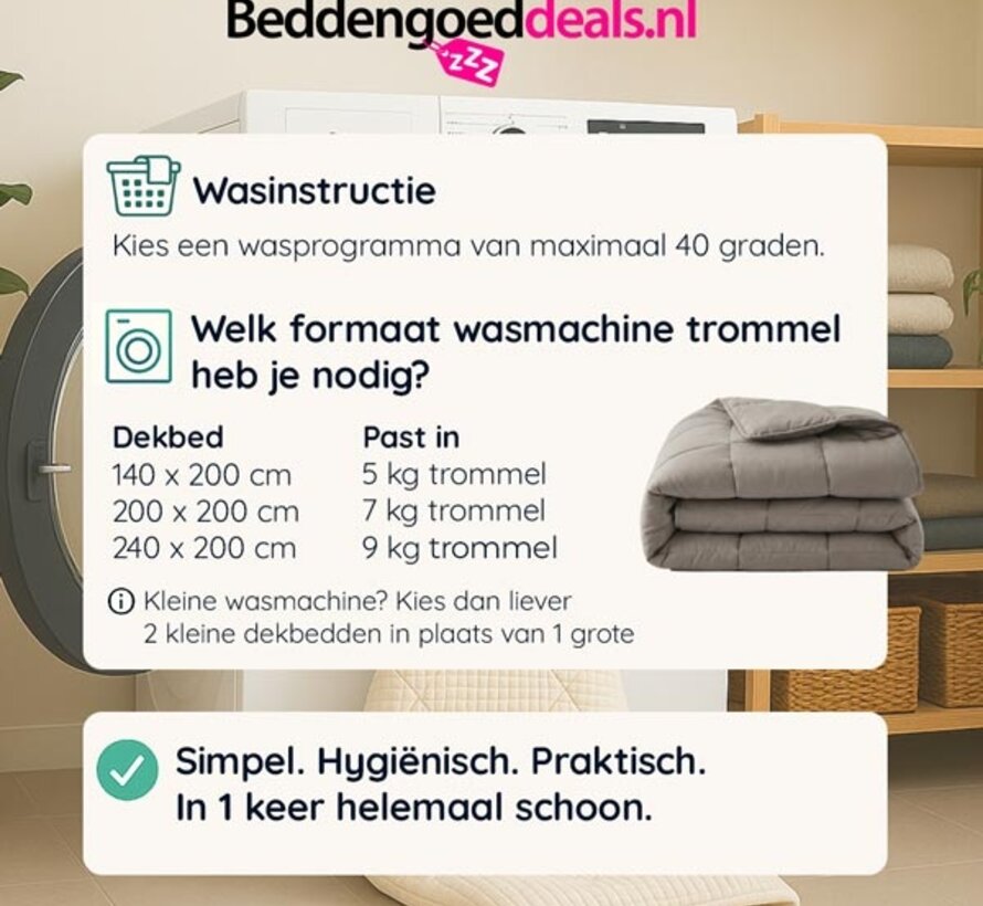 Dekbed Zonder Overtrek - Taupe/Bruin Perkaal Katoen - Lazy