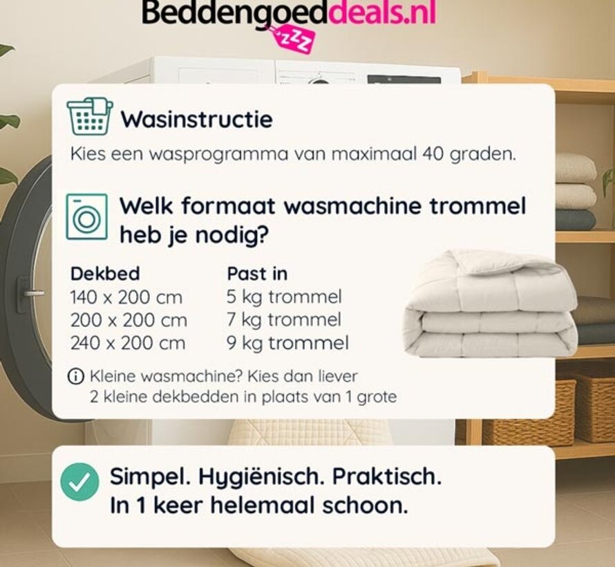 Dekbed Zonder Overtrek - Beige Perkaal Katoen - Lazy