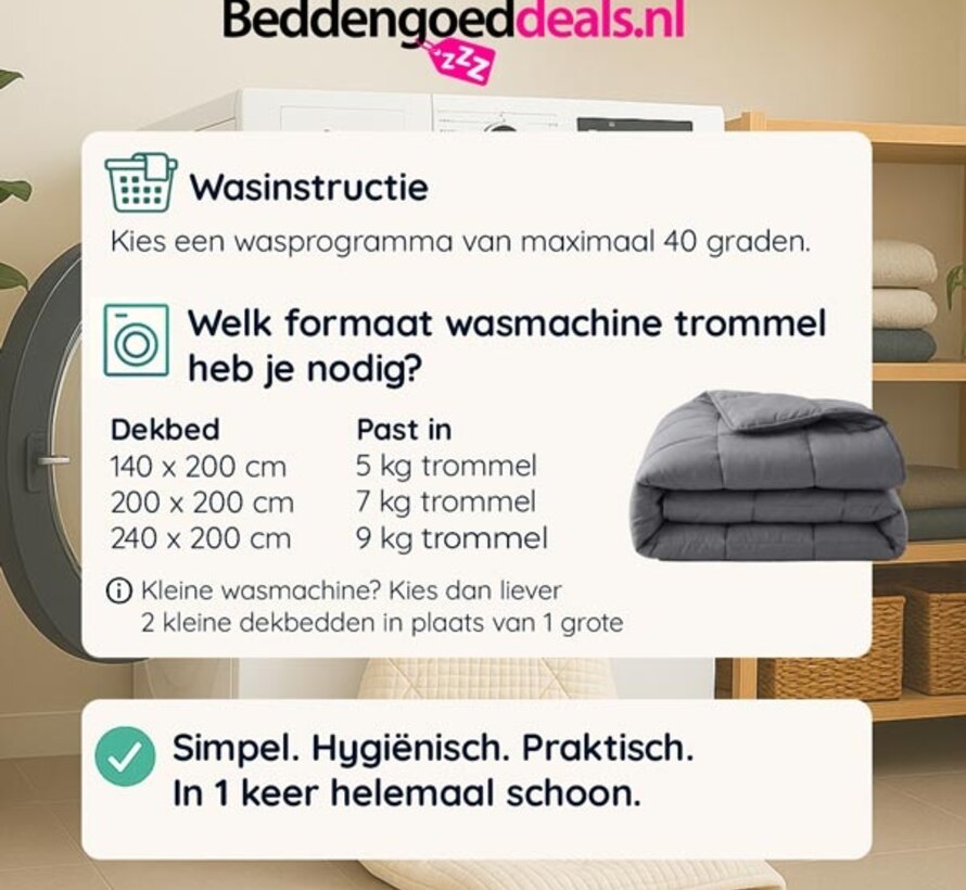 Dekbed Zonder Overtrek - Antraciet Perkaal Katoen - Lazy