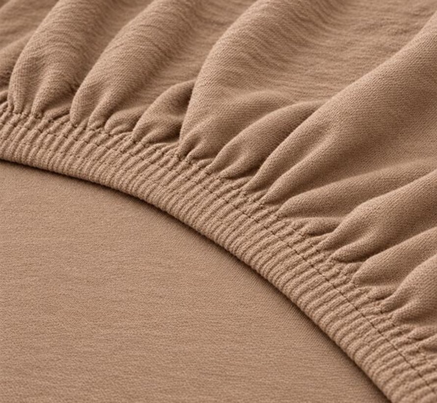 Hoeslaken - Enkel Jersey - Taupe/Camel