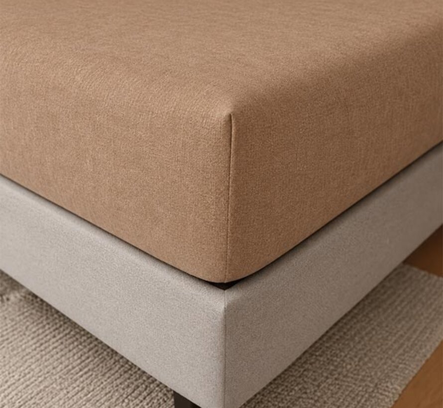 Hoeslaken - Enkel Jersey - Taupe/Camel