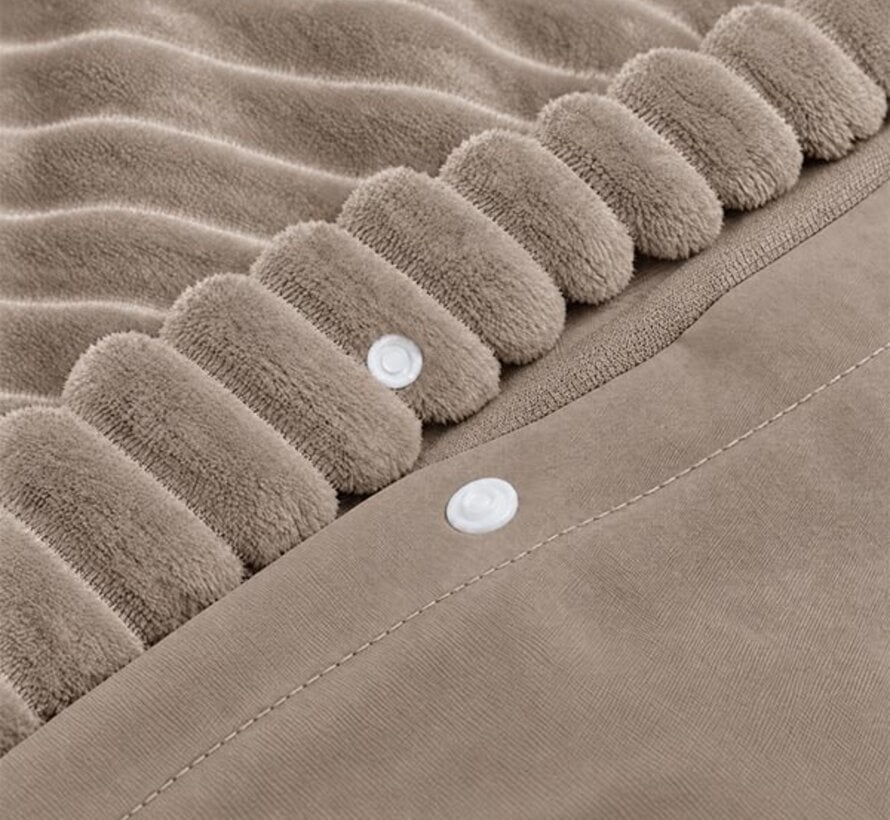 Rib Teddy - Taupe Dekbedovertrek