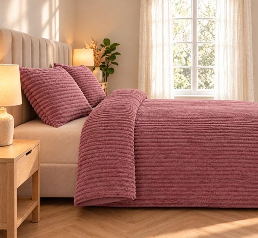 Rib Teddy - Oud Roze Dekbedovertrek