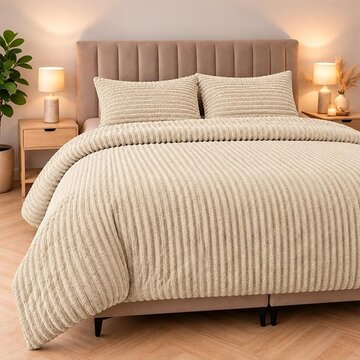 Sleeptime Rib Teddy - Beige Dekbedovertrek