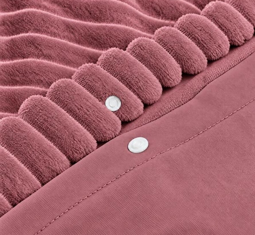 Rib Teddy - Oud Roze Dekbedovertrek
