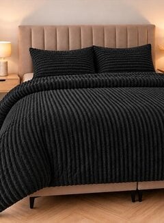 Sleeptime Rib Teddy - Antraciet/Zwart Dekbedovertrek