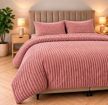Sleeptime Rib Teddy - Oud Roze Dekbedovertrek
