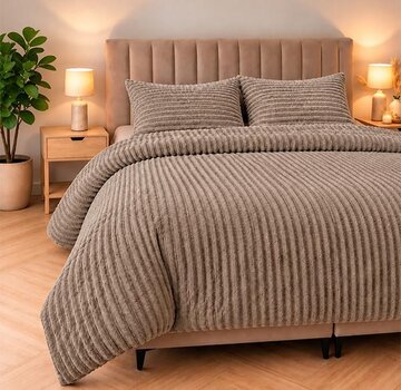 Sleeptime Rib Teddy - Taupe Dekbedovertrek