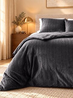 Sleeptime Velvet Lining - Antraciet/Zwart Dekbedovertrek
