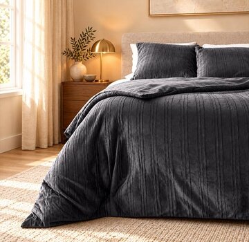 Sleeptime Velvet Lining - Antraciet/Zwart Dekbedovertrek