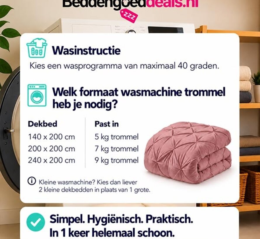 Dekbed Zonder Overtrek - Oud Roze Velvet Diamond Pintuck
