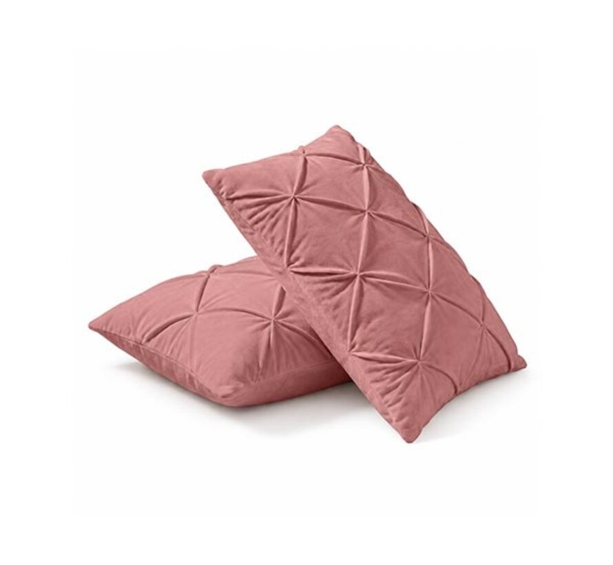 2-Pack: Kussenslopen - Oud Roze Velvet Diamond Pintuck