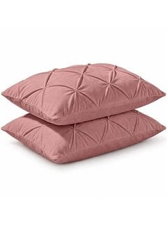 Whitelabel 2-Pack: Kussenslopen - Oud Roze Velvet Diamond Pintuck