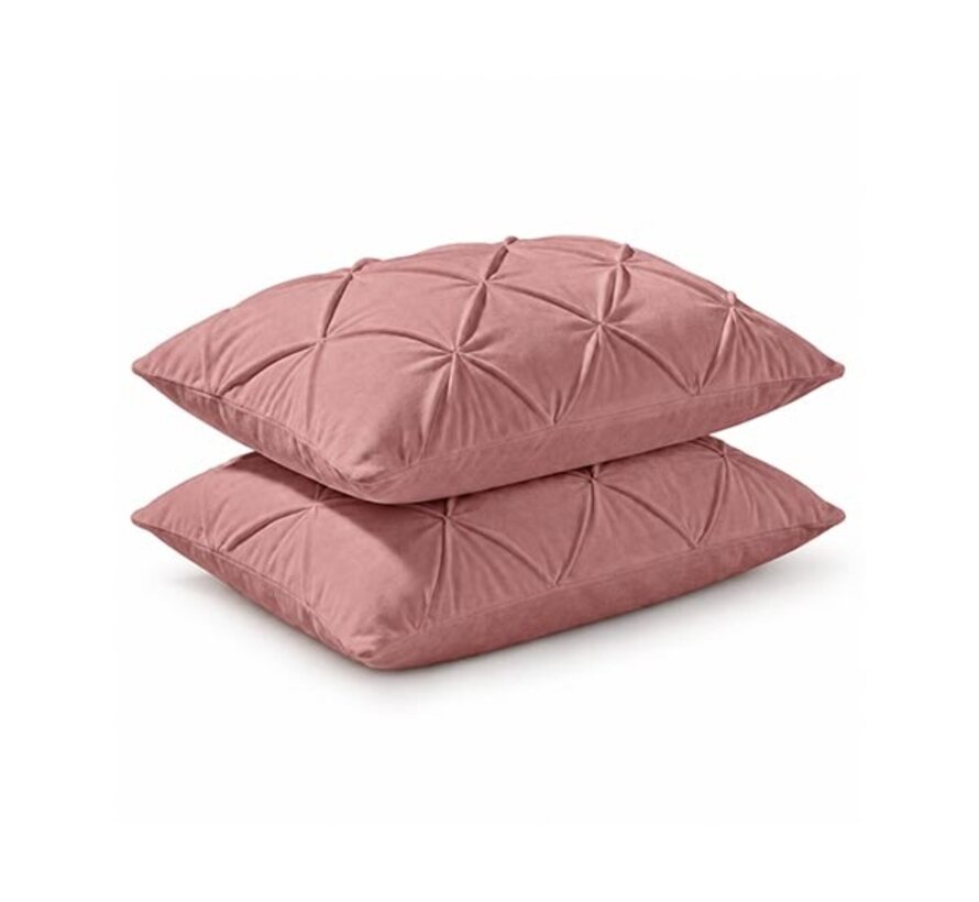2-Pack: Kussenslopen - Oud Roze Velvet Diamond Pintuck