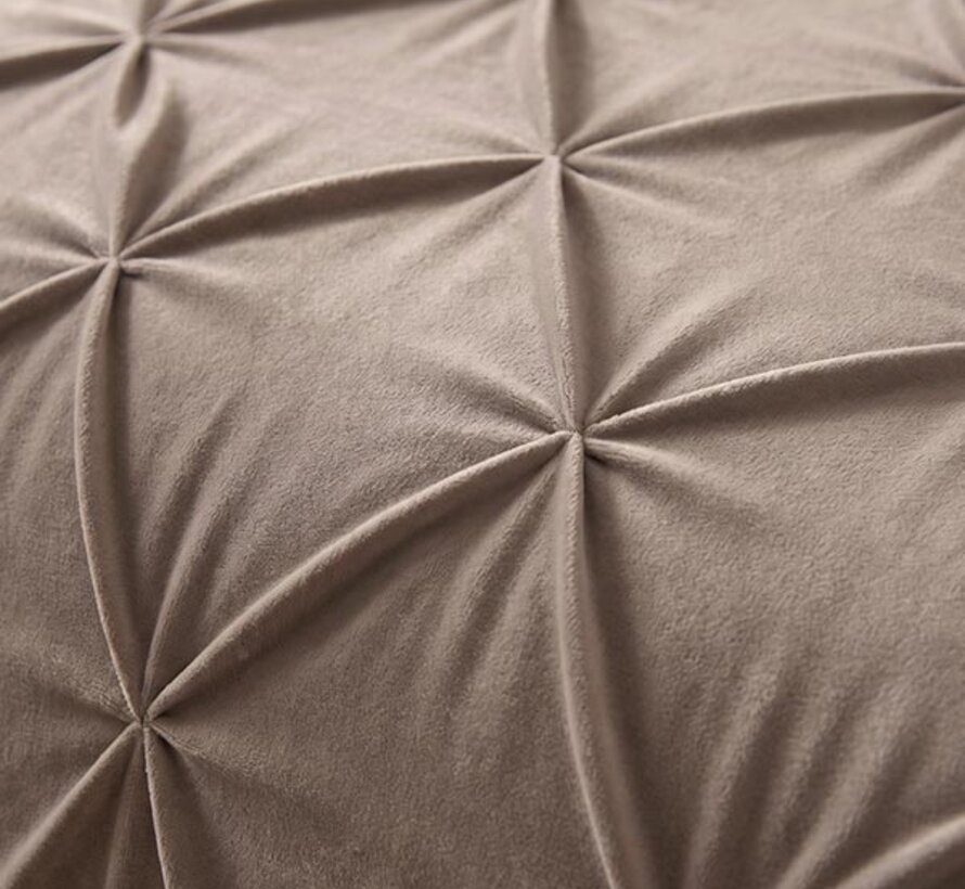 Dekbed Zonder Overtrek - Taupe/Grijs Velvet Diamond Pintuck