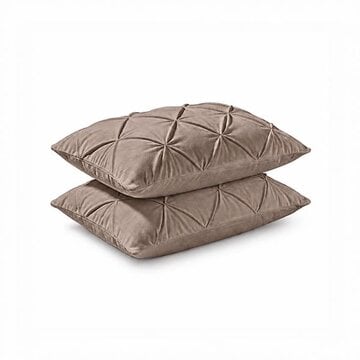 Whitelabel 2-Pack: Kussenslopen - Taupe/Grijs Velvet Diamond Pintuck