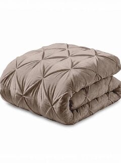Whitelabel Dekbed Zonder Overtrek - Taupe/Grijs Velvet Diamond Pintuck