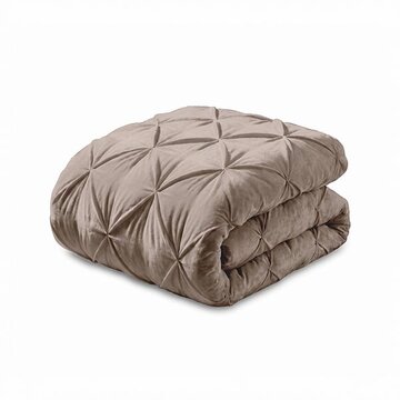 Whitelabel Dekbed Zonder Overtrek - Taupe/Grijs Velvet Diamond Pintuck