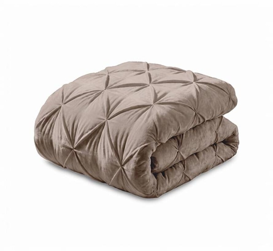 Dekbed Zonder Overtrek - Taupe/Grijs Velvet Diamond Pintuck