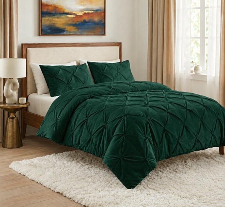 Dekbed Zonder Overtrek - Donkergroen Velvet Diamond Pintuck