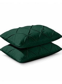 Whitelabel 2-Pack: Kussenslopen - Donkergroen Velvet Diamond Pintuck