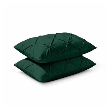 Whitelabel 2-Pack: Kussenslopen - Donkergroen Velvet Diamond Pintuck
