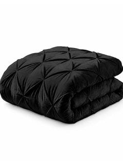 Whitelabel Dekbed Zonder Overtrek - Zwart Velvet Diamond Pintuck