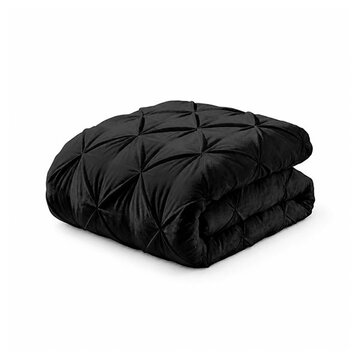Whitelabel Dekbed Zonder Overtrek - Zwart Velvet Diamond Pintuck