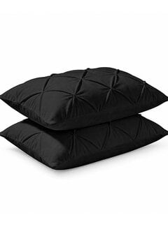Whitelabel 2-Pack: Kussenslopen - Zwart Velvet Diamond Pintuck